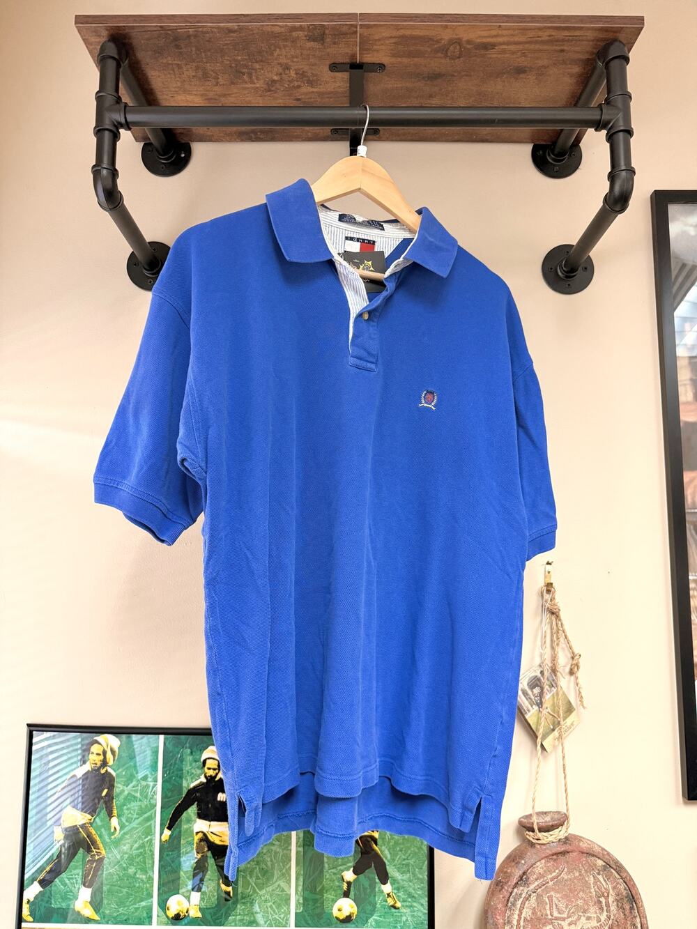 90s Tommy Hilfiger Vintage Blue Crest Logo Polo Shirt Ralph Lauren Kith Sport